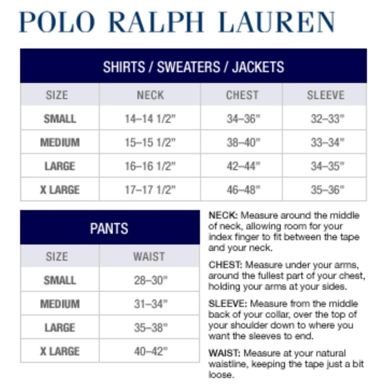 Ralph lauren t shirt size guide hotsell