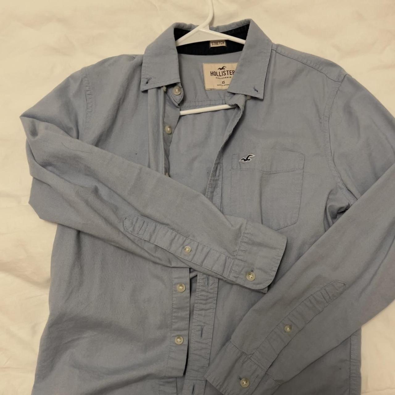 Hollister Blue Button Up long sleeve shirt - Men's - Depop