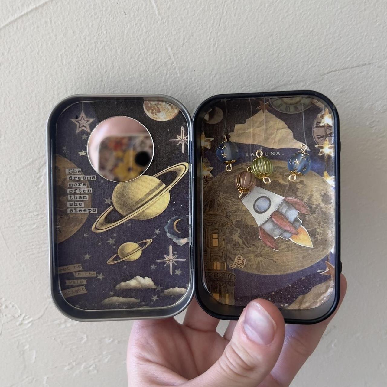 Handmade custom Altoid mint tin wallet/space moon... - Depop