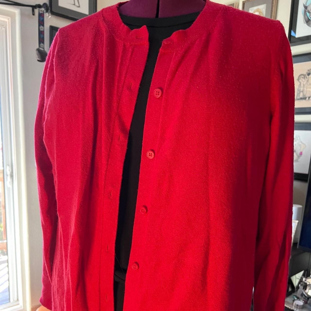 LOFT Women's Red Cardigan Depop