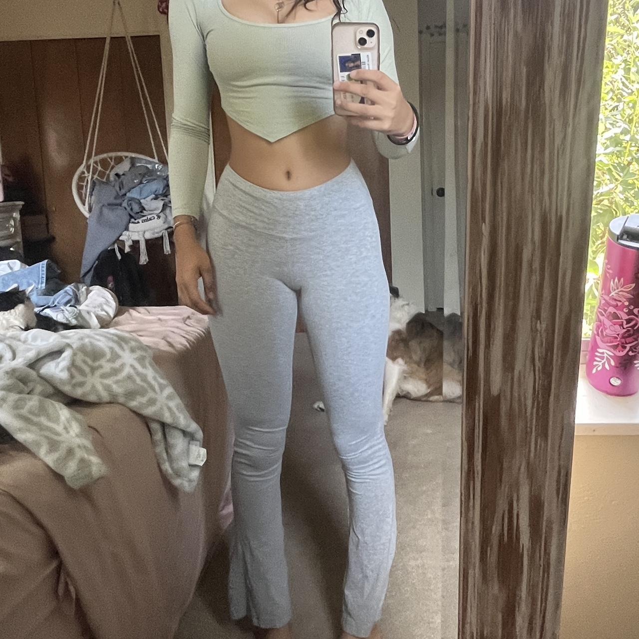 Grey flared yoga pants from Champion size XS super - Depop