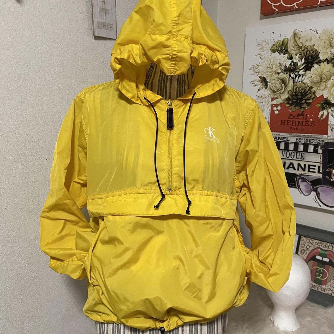 Vintage Calvin Klein Large CK Jeans Anorak Yellow Depop