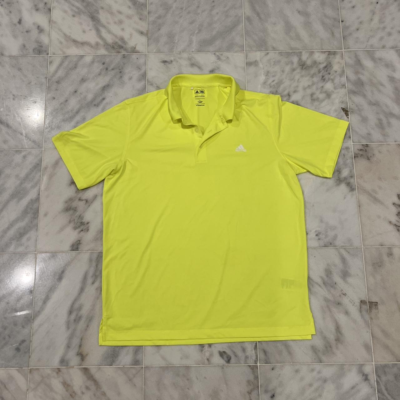 Adidas Neon Yellow Climalite Polo Shirt size. Depop