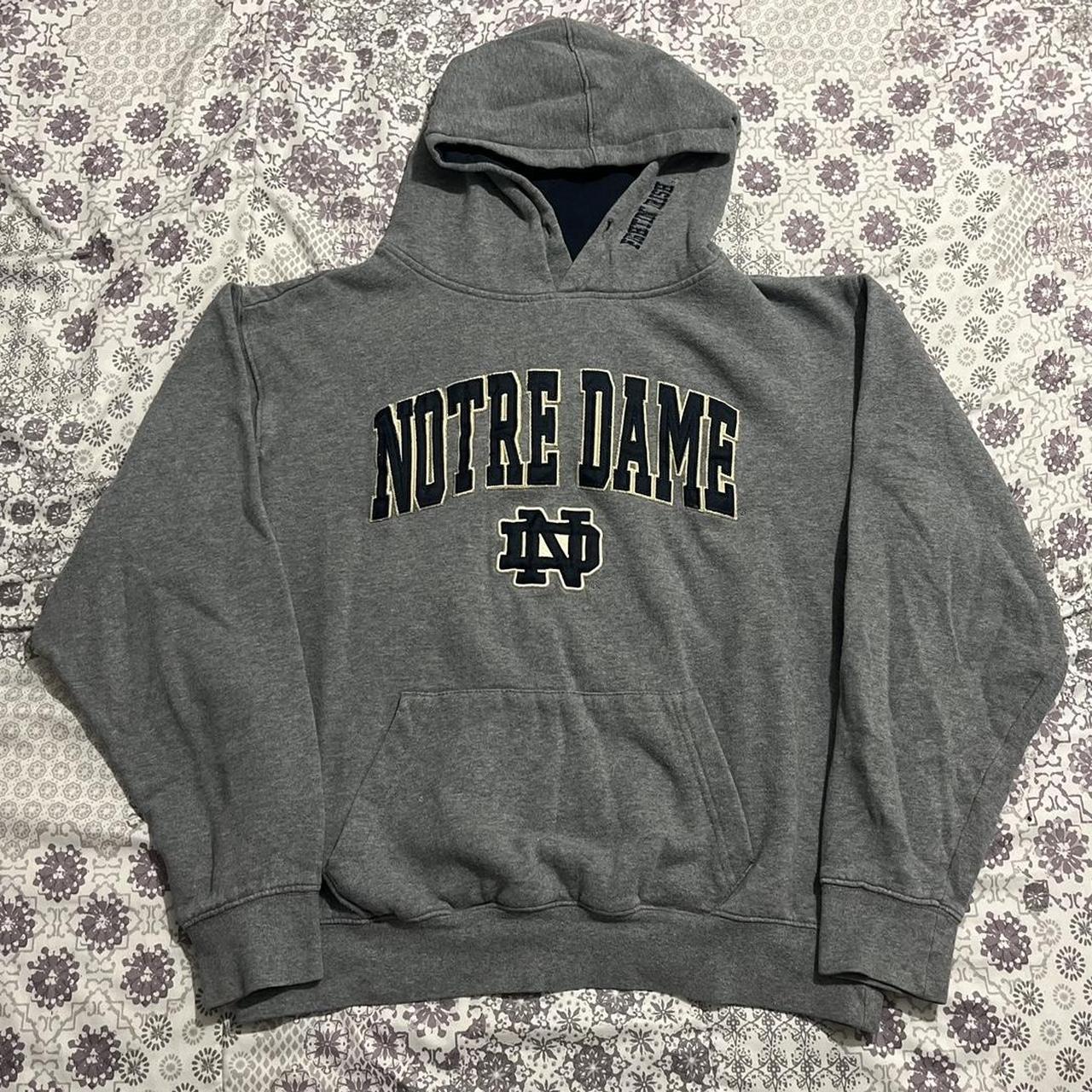 Stadium Athletic Men's Grey and Navy Hoodie | Depop