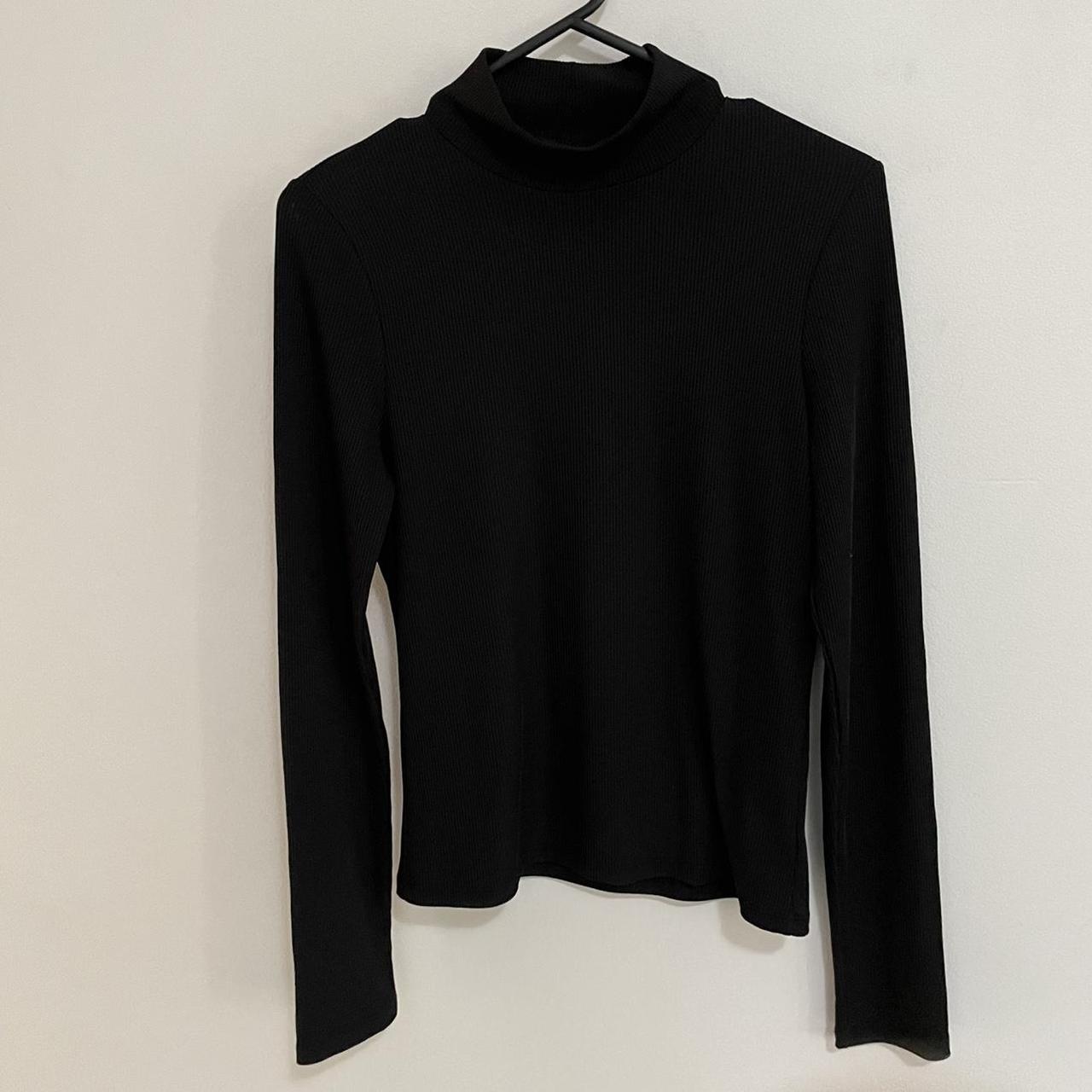 Glassons black ribbed mock neck top - Depop