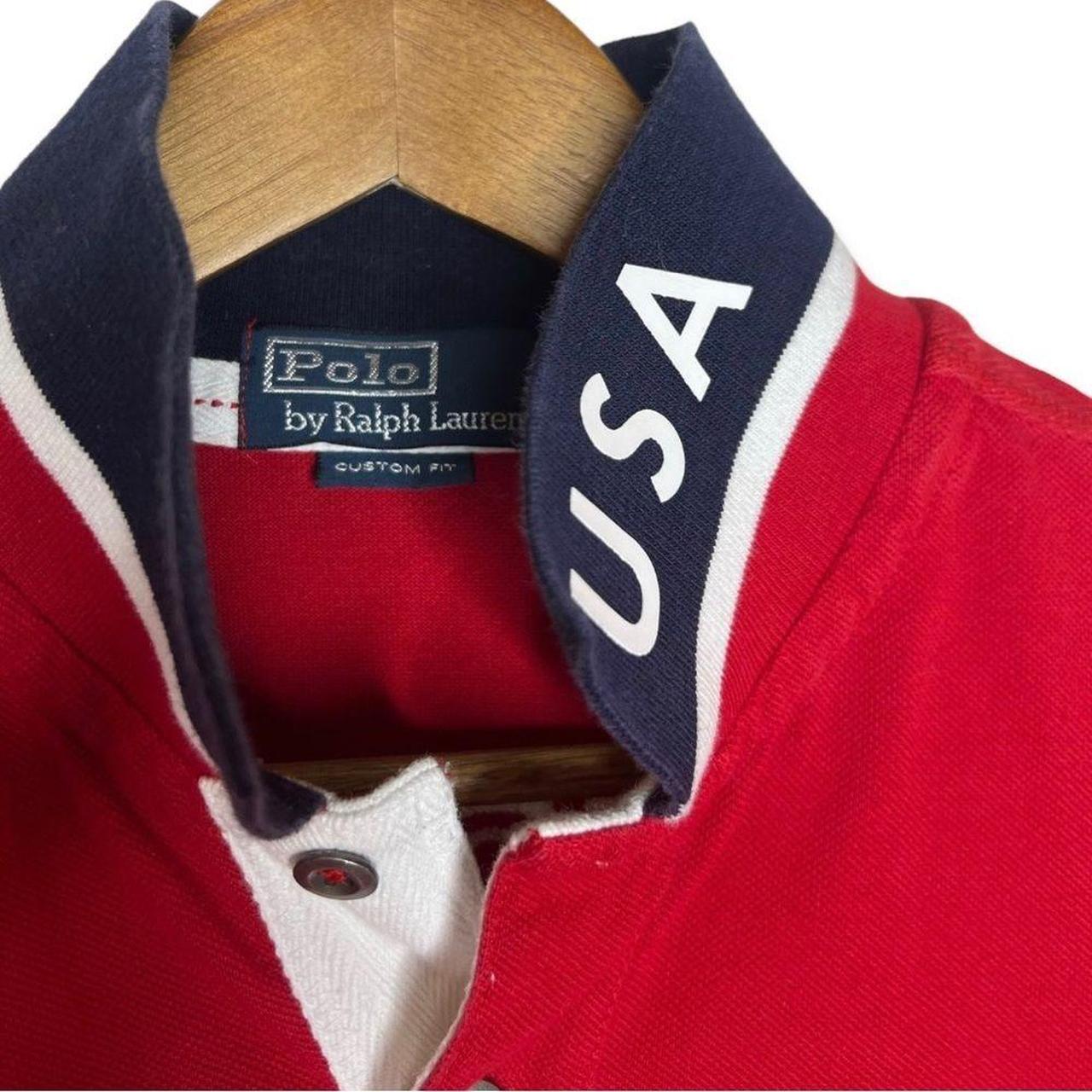 Polo Men's Blue and Red Poloshirts Depop