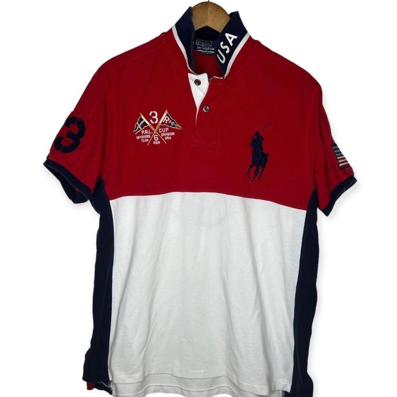 Polo Men's Blue and Red Poloshirts Depop