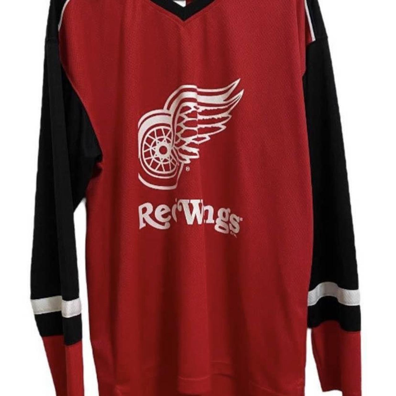 Red Wings Jersey Size L Red Black Hockey NHL Mens - Depop