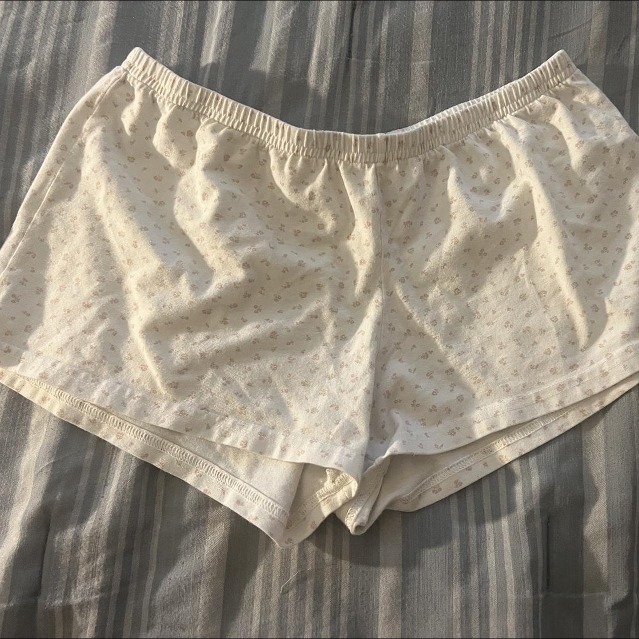 Brandy Melville pink flowers shorts -lightly worn... - Depop