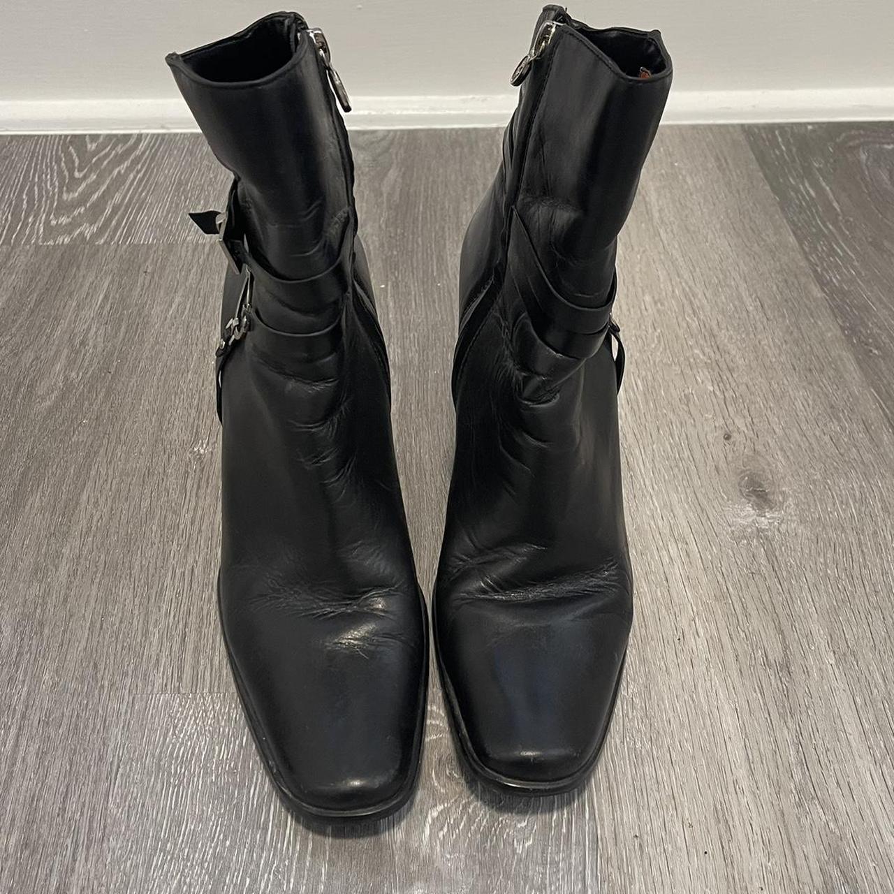 Harley-Davidson Black Leather Zip Up Ankle Boots... - Depop