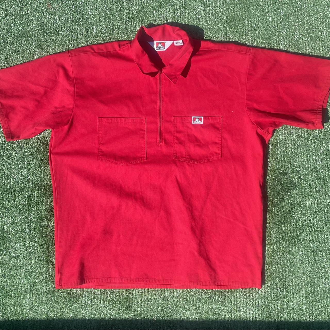 Ben Davis Red Collar Up Shirt Size: 2XL Body Length:... - Depop