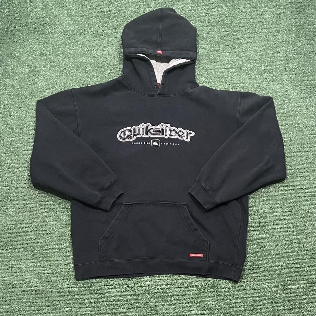 Quiksilver Vintage Black Hoodie Size: XL (fits more... - Depop