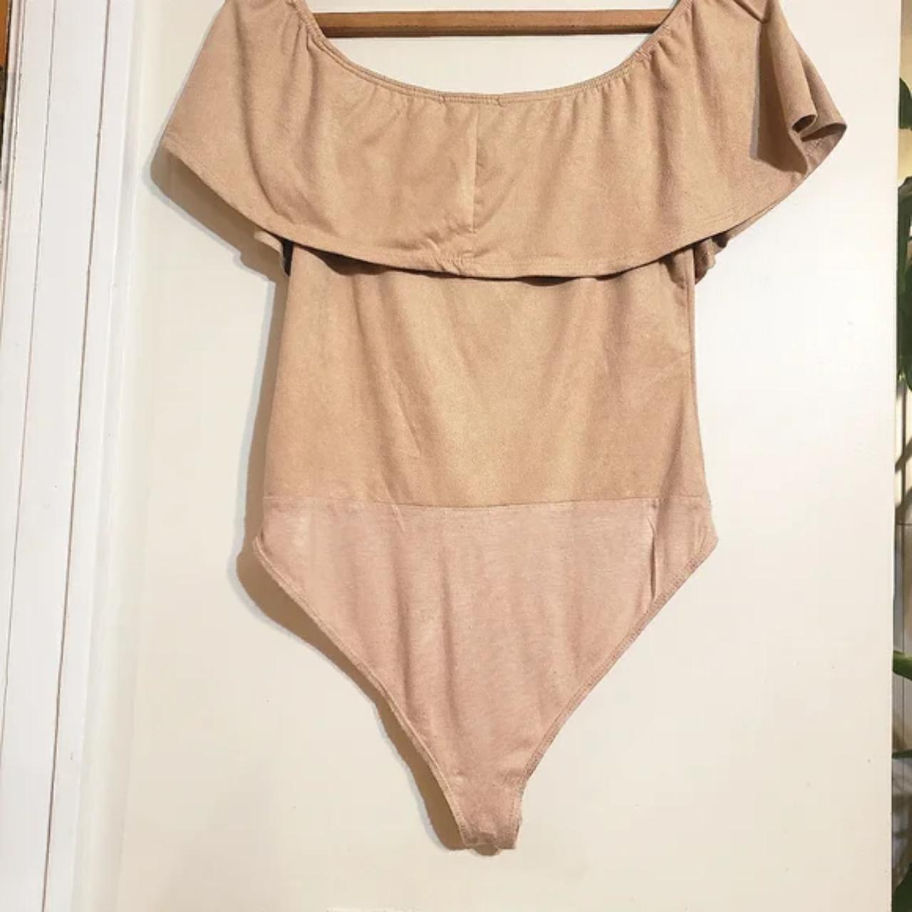 Beige Ruffled Bodysuit