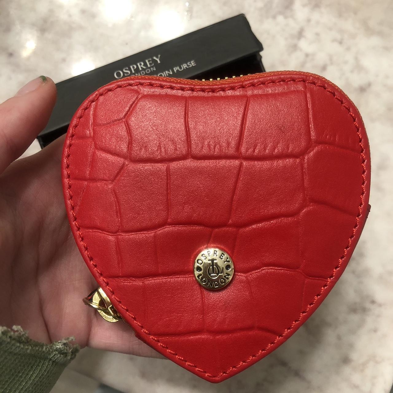 Osprey London Red Leather Heart Coin Purse❤️Red❤️Purse New in Gift Box