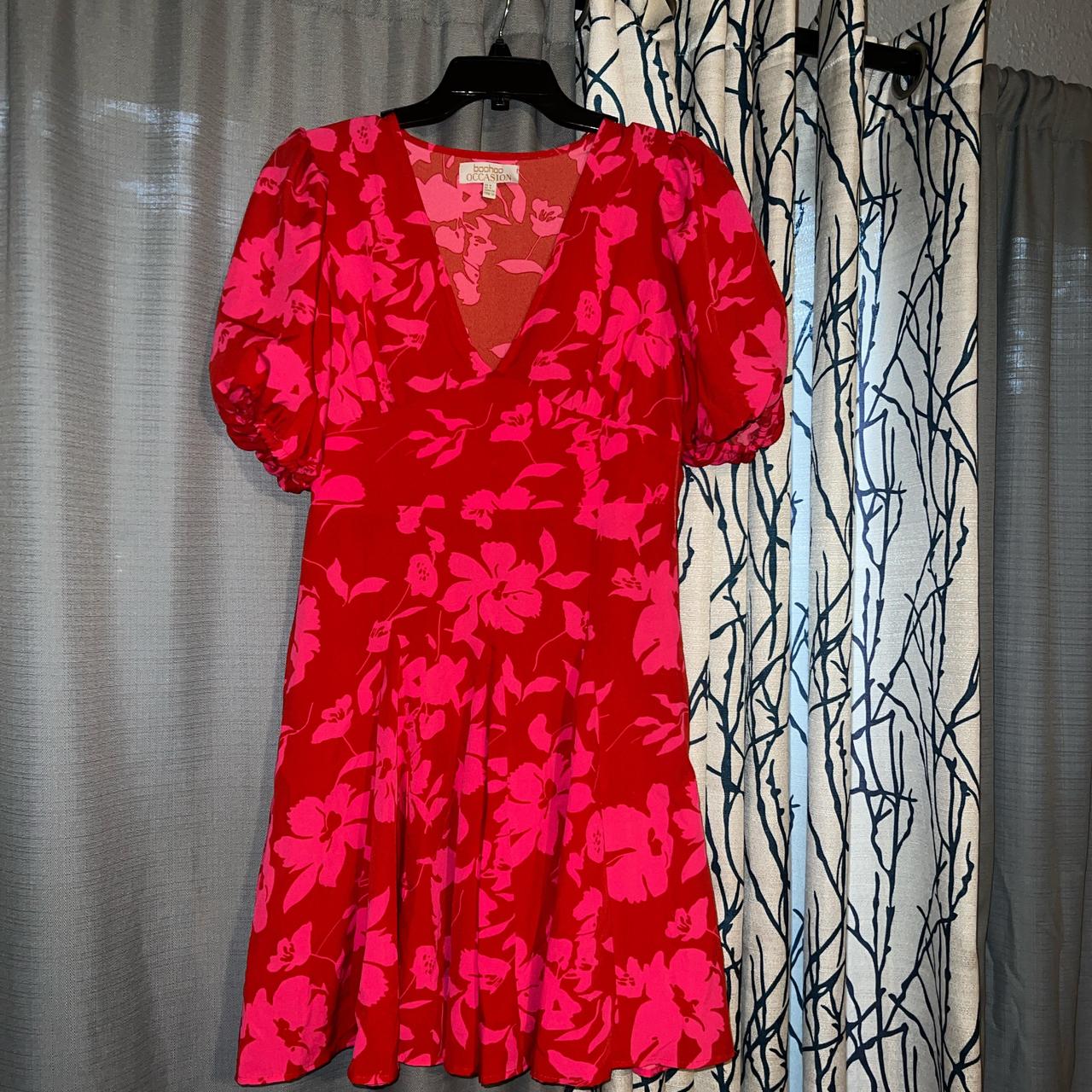boohoo red shirt dress