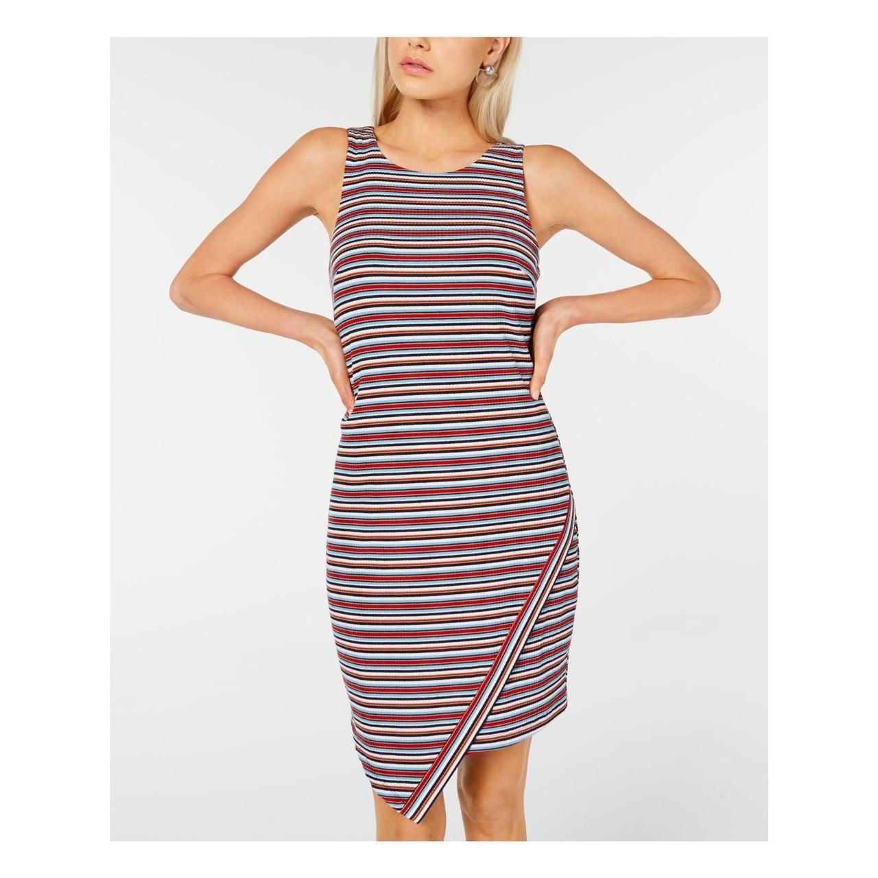 Dillard's Women's Red and Navy Dress Depop