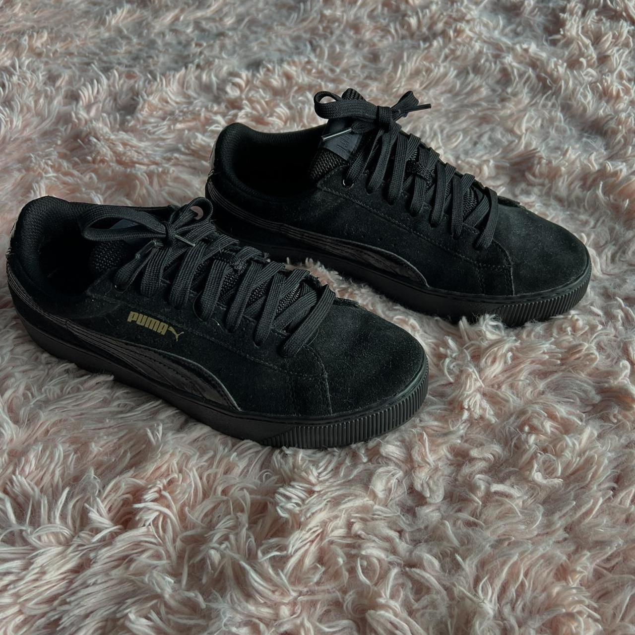 puma soft foam all black platforms. size 9 in... - Depop