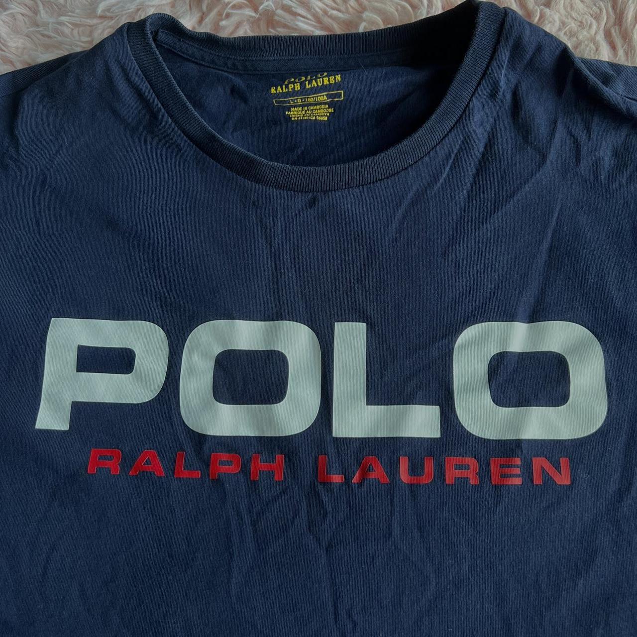 Polo Ralph Lauren Men's Navy and White T-shirt | Depop