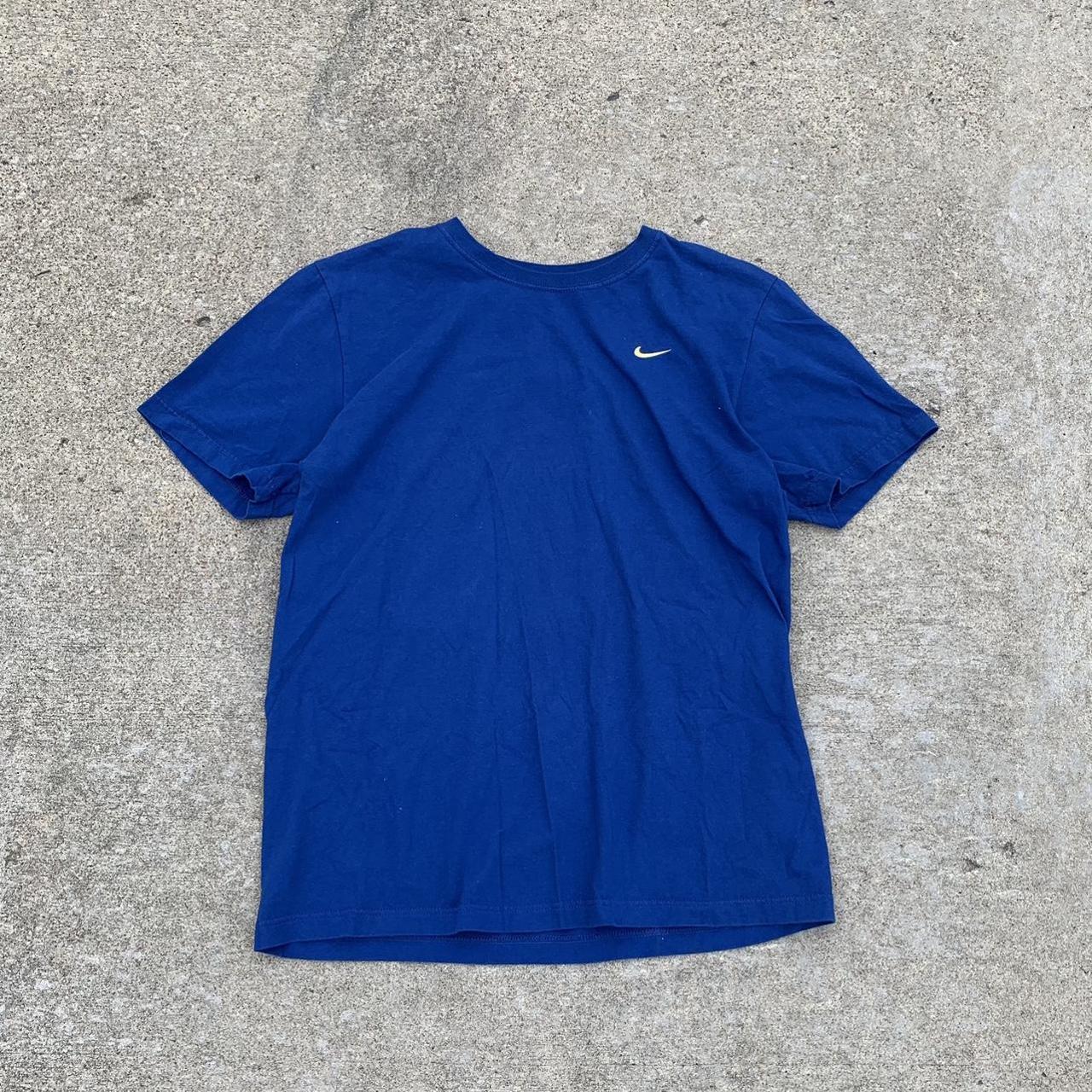 Vintage Blue Nike Tee yellow check same or next day... - Depop