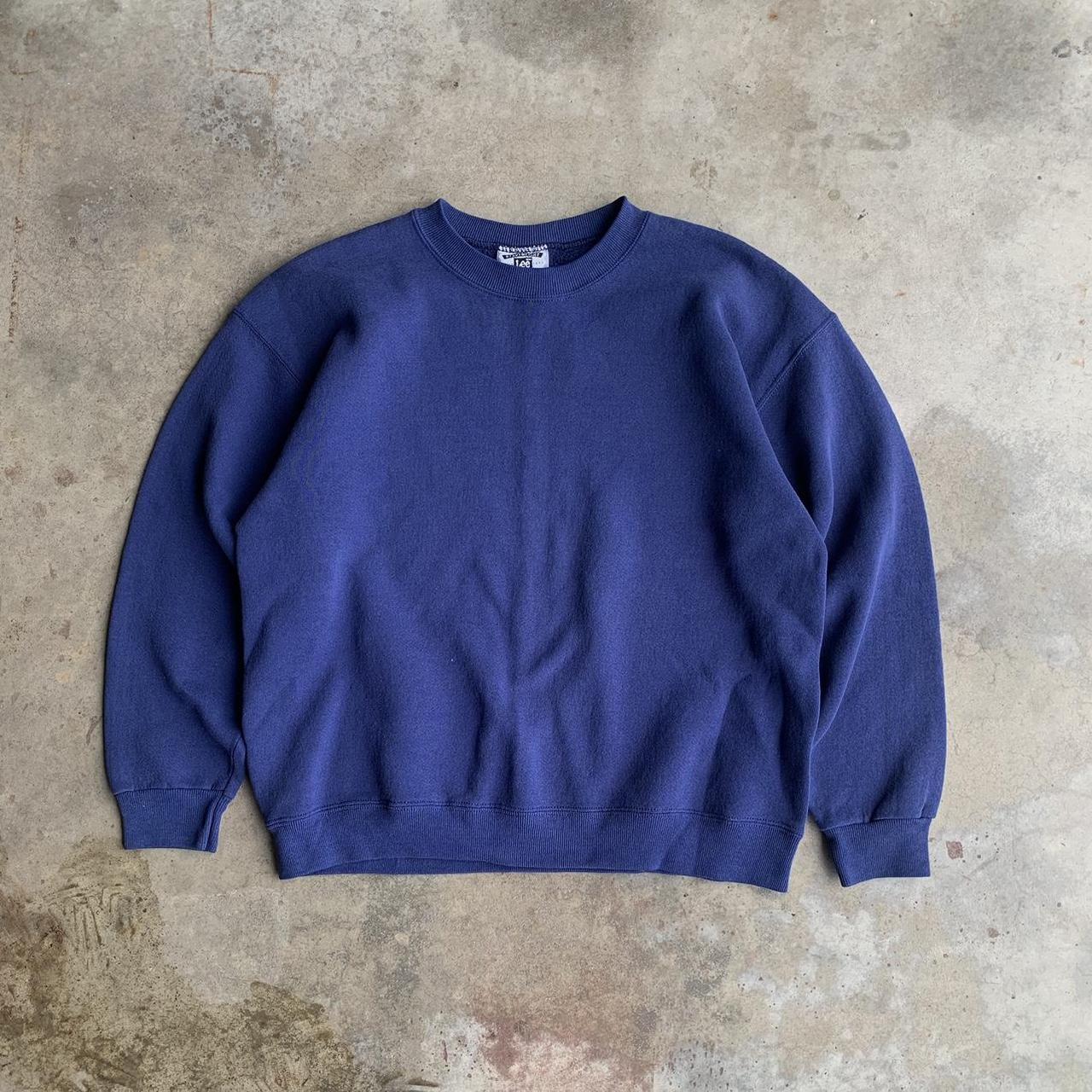 Vintage Navy Blue Sweatshirt Made In USA Lee same or... Depop