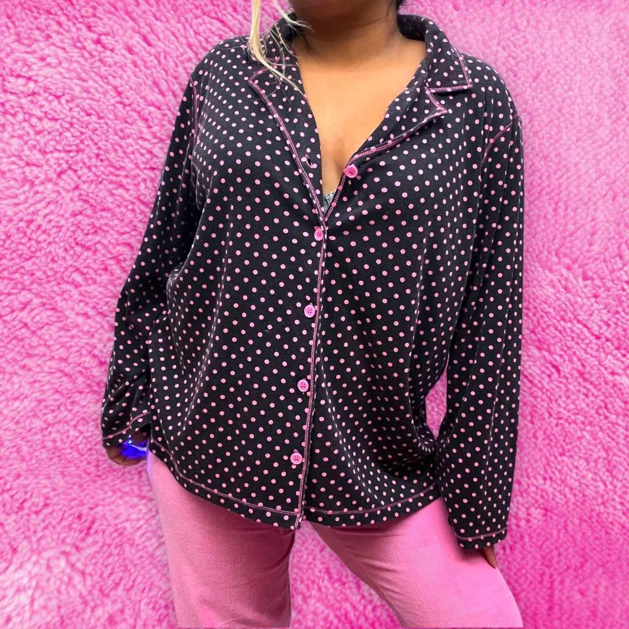Polka Dot Pink Pajama Blouse brand is Betsey... Depop