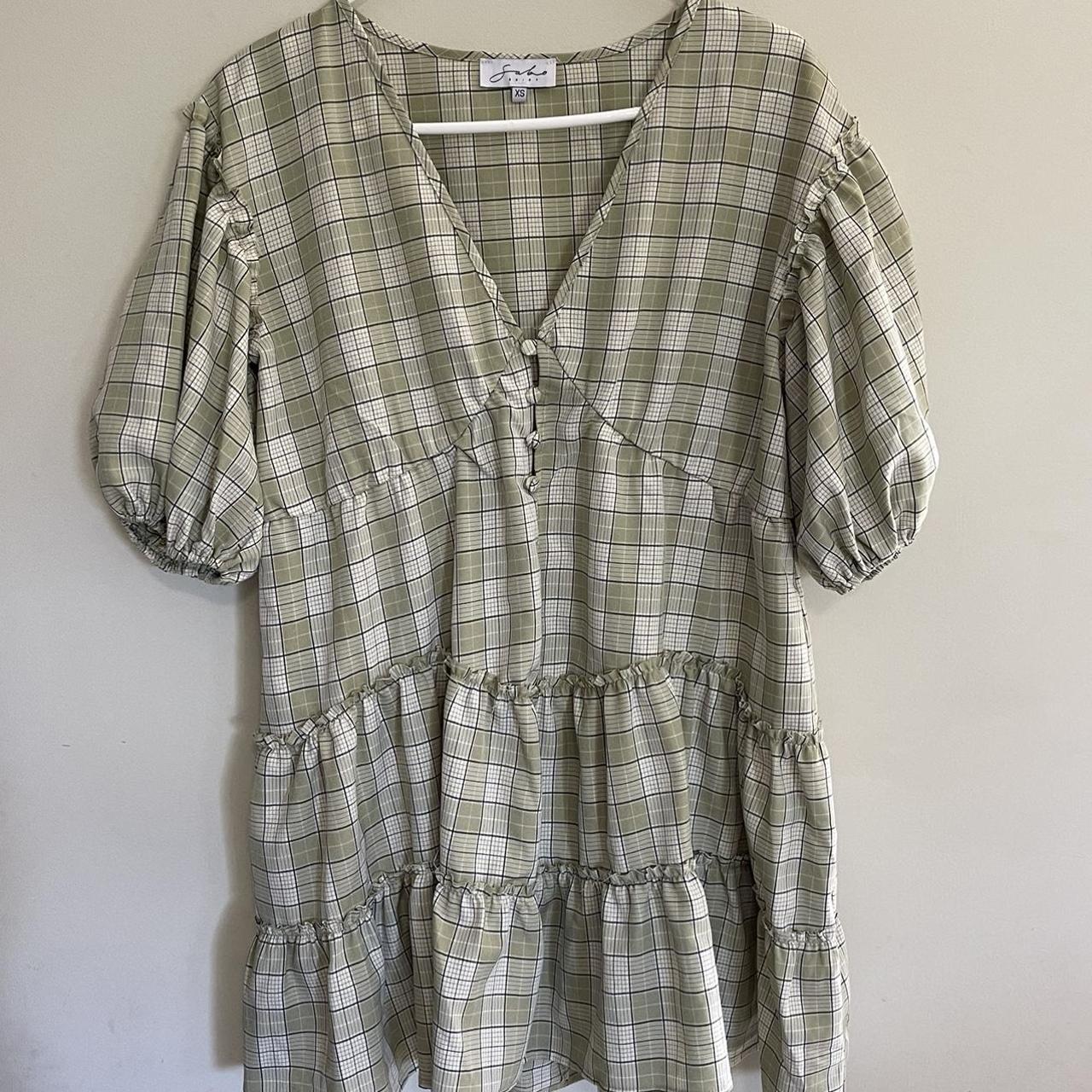 Green check SABO SKIRT Dress size XS oversized with... - Depop