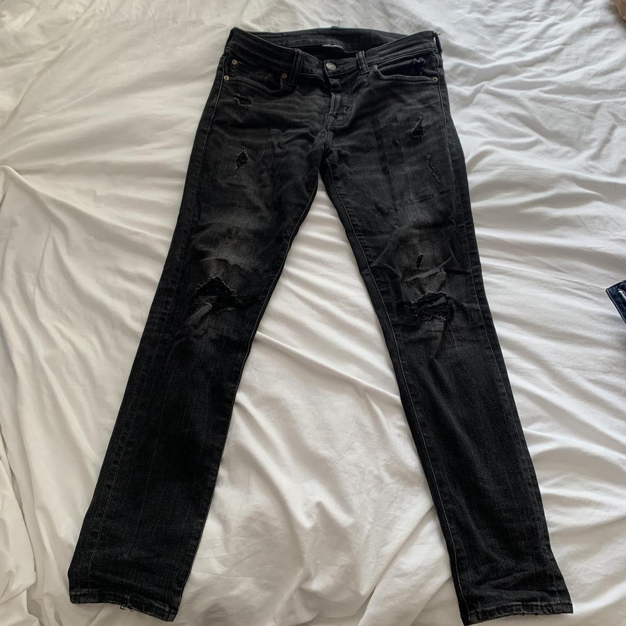 Black ripped jeans men’s American Eagle Slim... - Depop