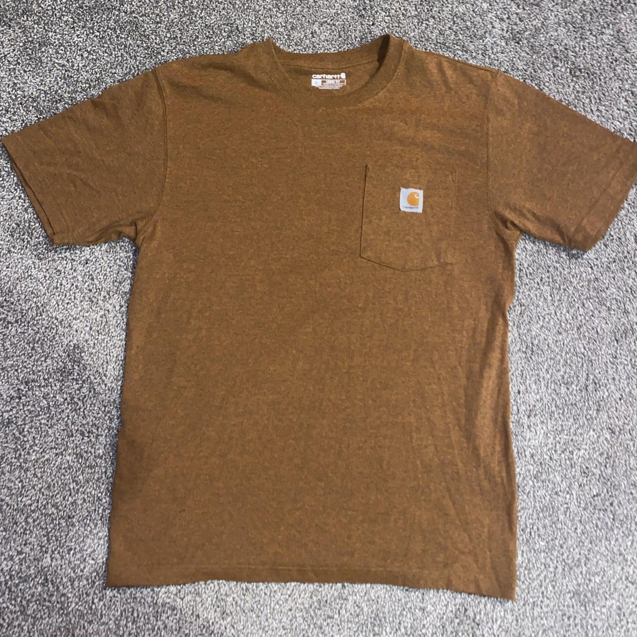 Carhartt Men's Orange and Brown T-shirt | Depop