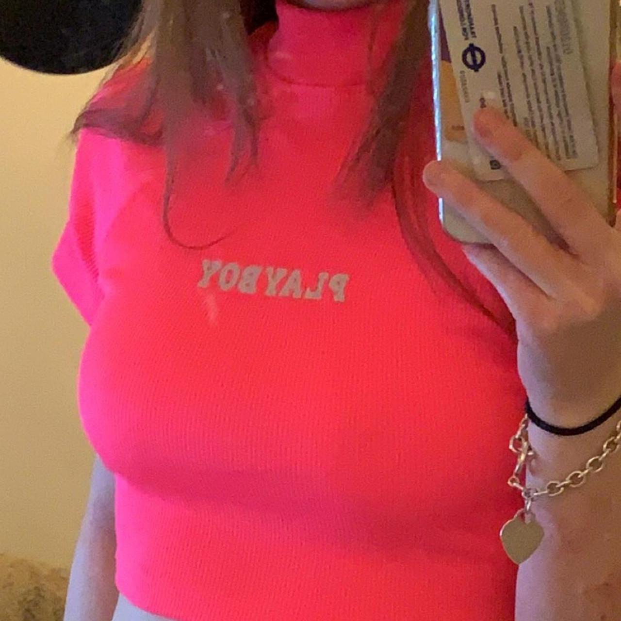 🐇 Playboy Neon Pink Top 🐇 Perfect For Raves Depop 0266