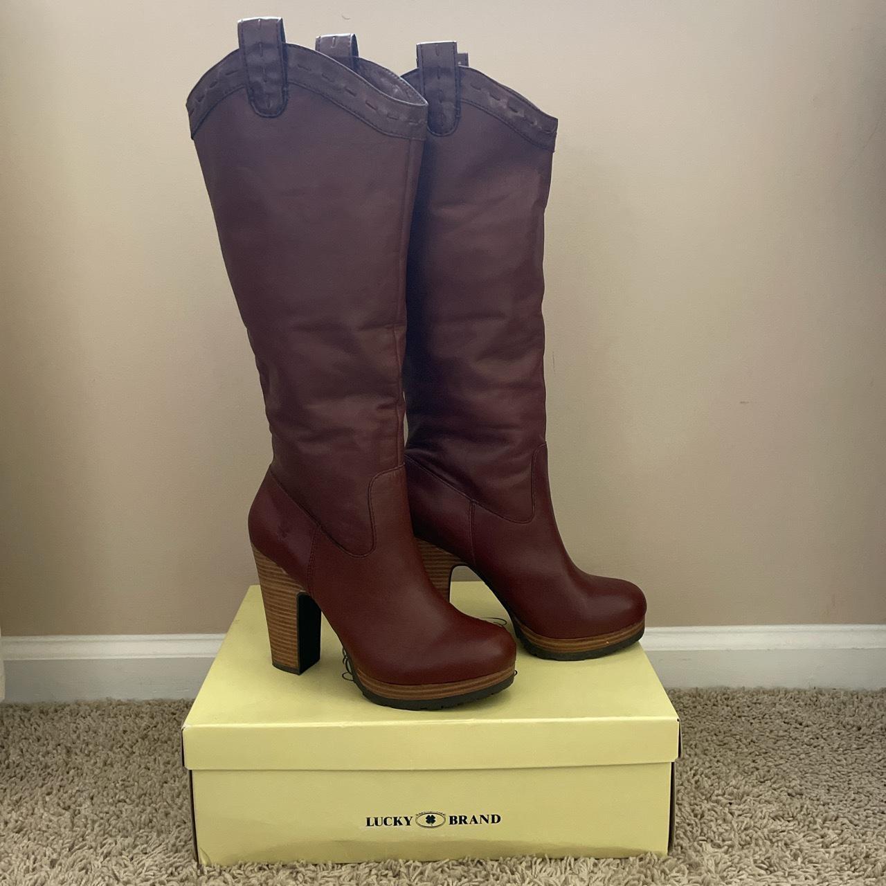 Lucky brand knee hot sale high leather boots