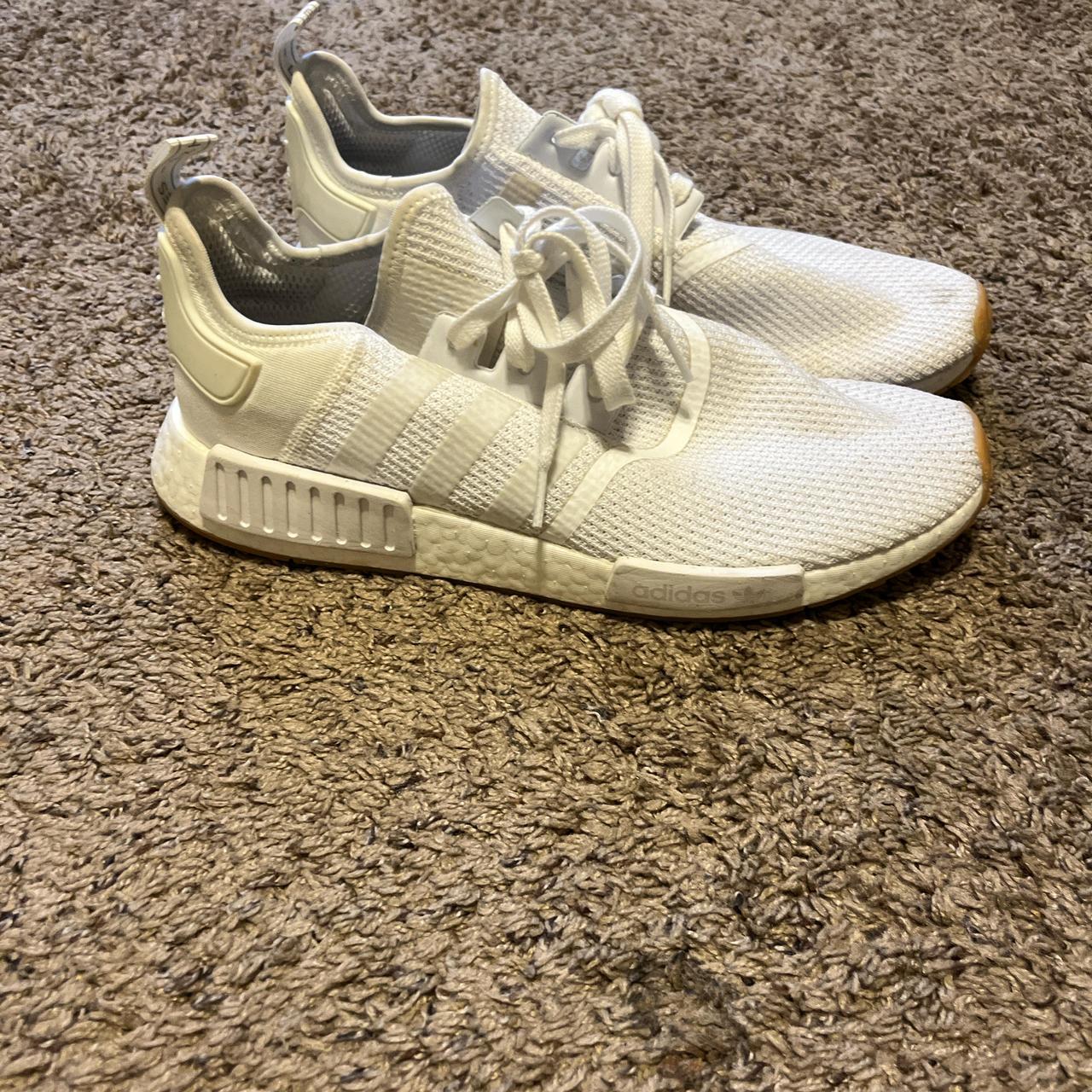 Size 13 all white Adidas NMDs. Slightly worn 130. Depop