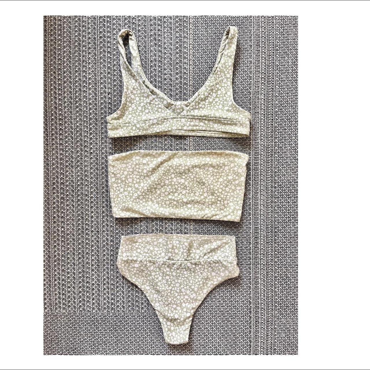 Stone Fox Swim Women's Green and White Bikinis-and-tankini-sets | Depop