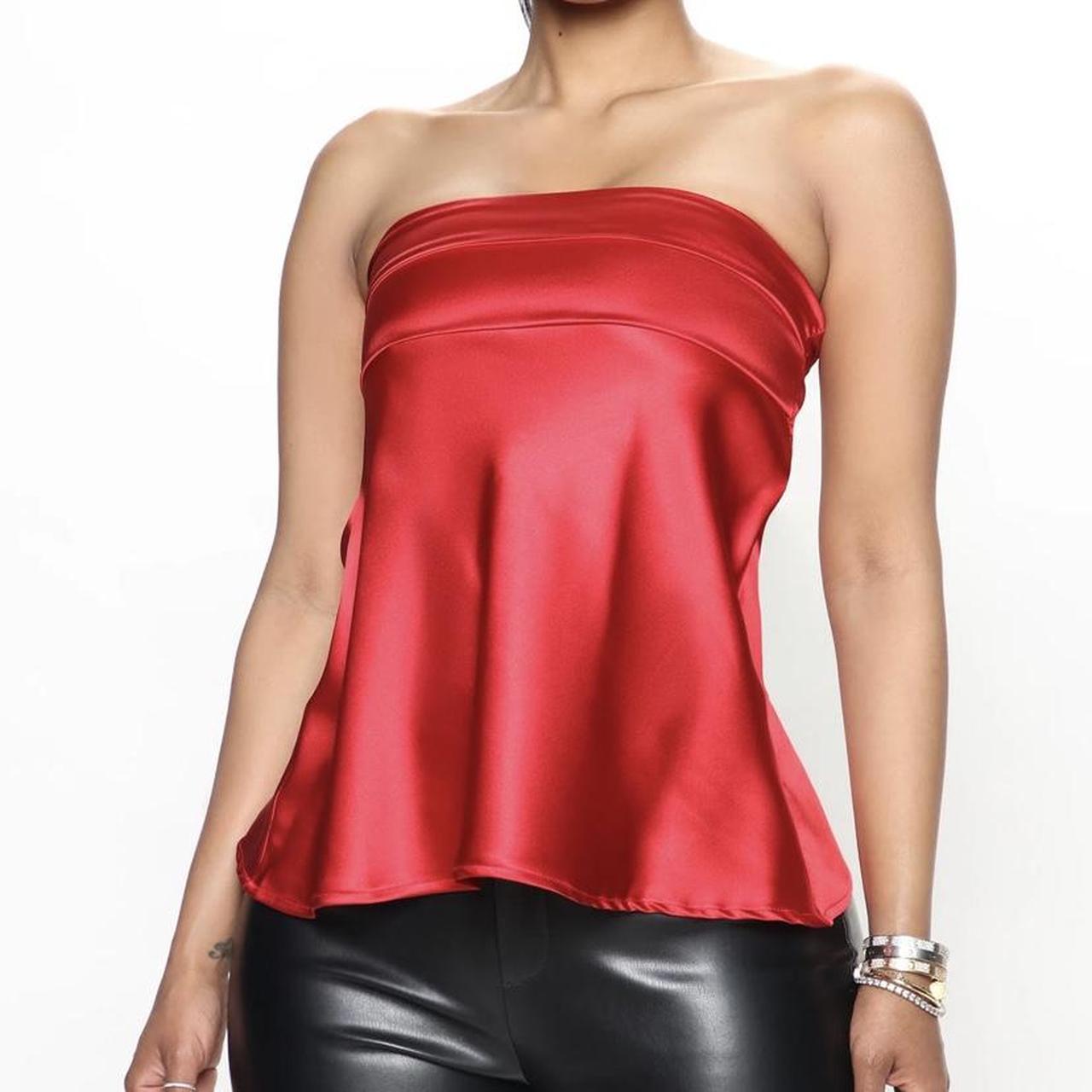 Fashion nova xs red satin low back top Cute for... Depop
