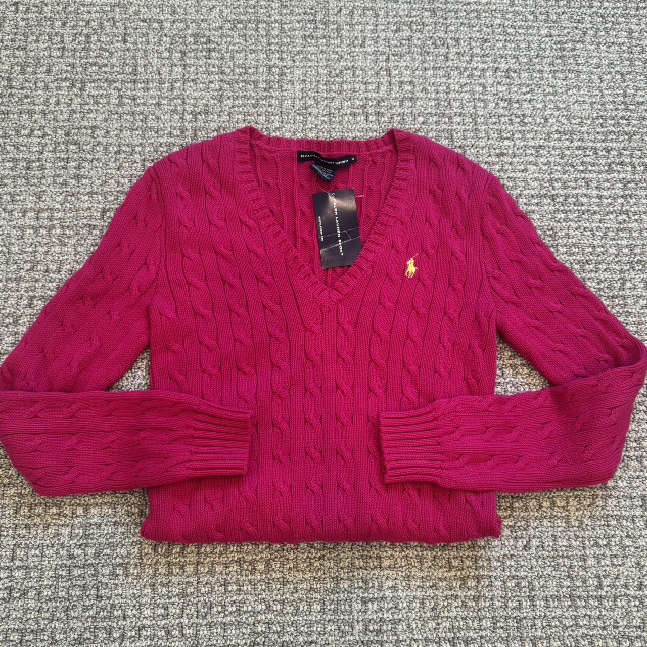 Pink cable knit sweater Ralph lauren cable knit - Depop