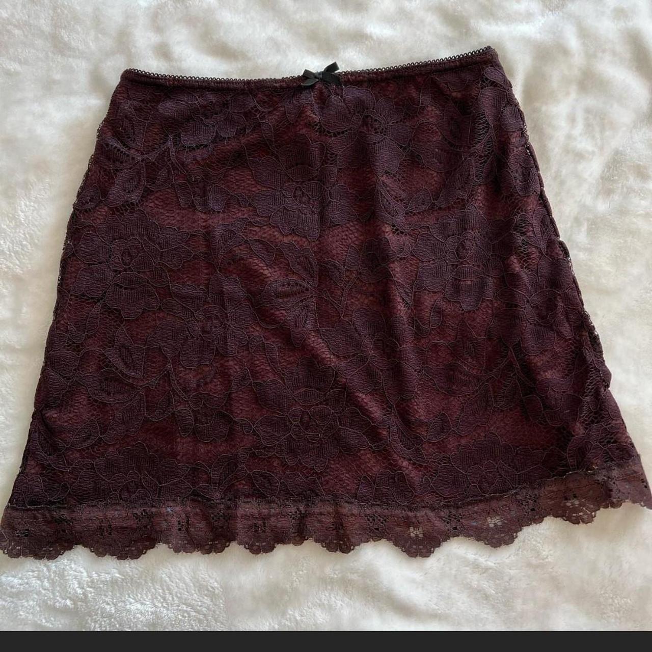 Repop: Lace Brown UO Coquette skirt #miniskirt... - Depop