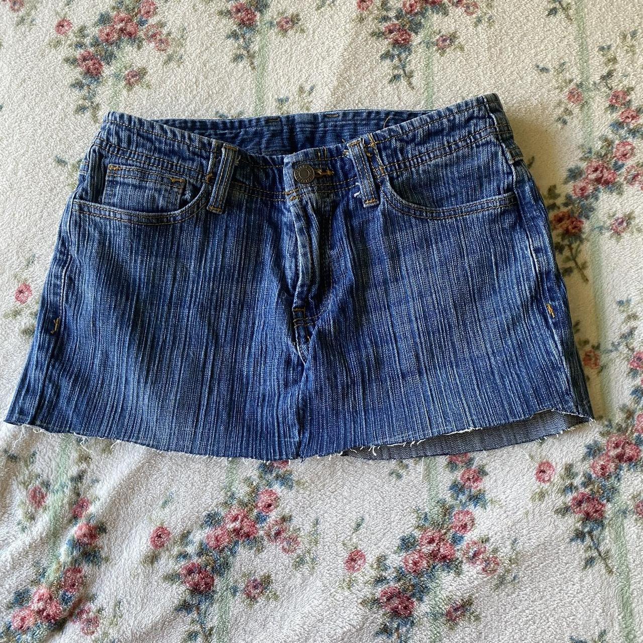 upcycled brandy stefania jeans skirt fits like the... Depop