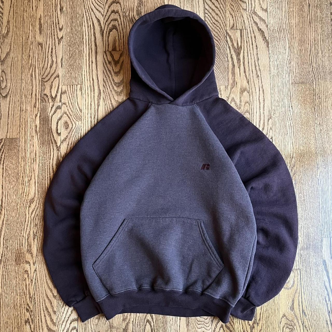 VINTAGE RUSSELL ATHLETIC HEAVYWEIGHT HOODIE TWO TONE... - Depop