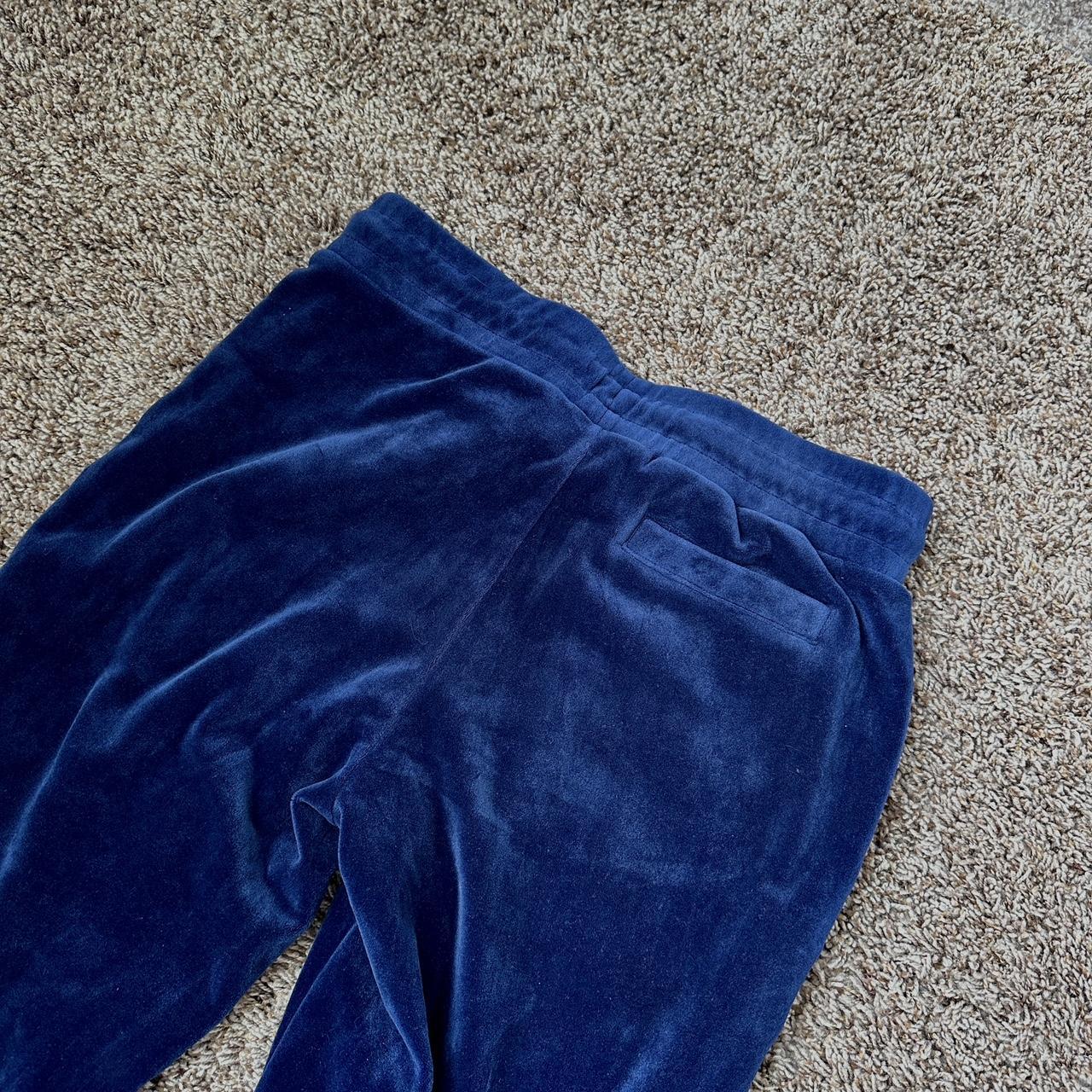 NAVY BLUE VELVET FILA SWEATPANTS JOGGERS SZ - Depop