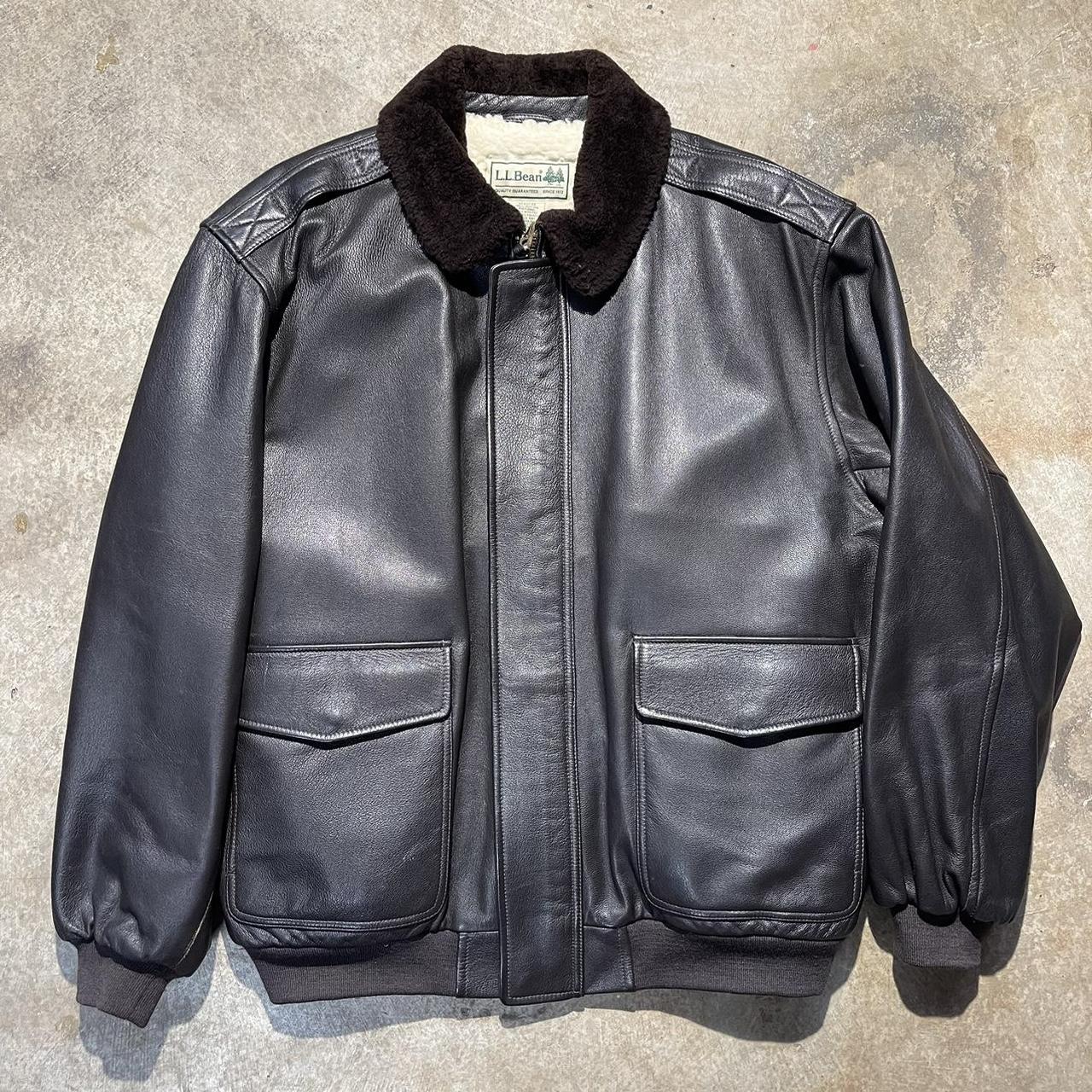 Vintage LL Bean leather Bomber Aviator Sherpa lined | Depop