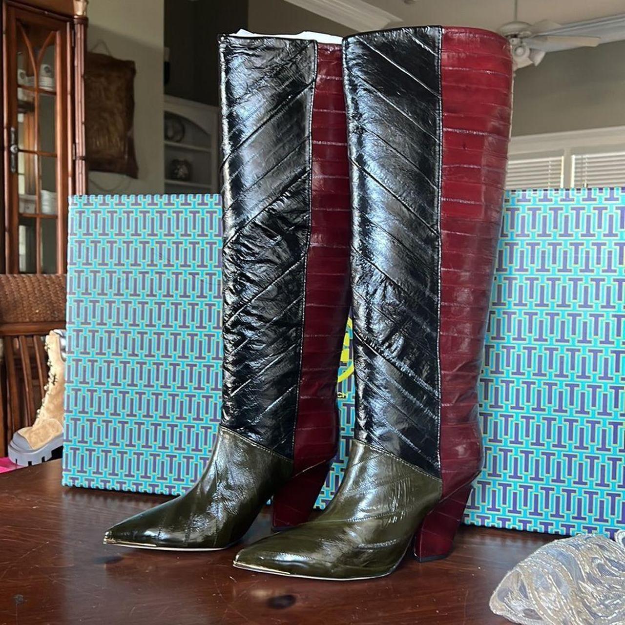 Tory Burch Women's Red and Black Boots | Depop Tory Burch Women's Red and Black Boots | Depop