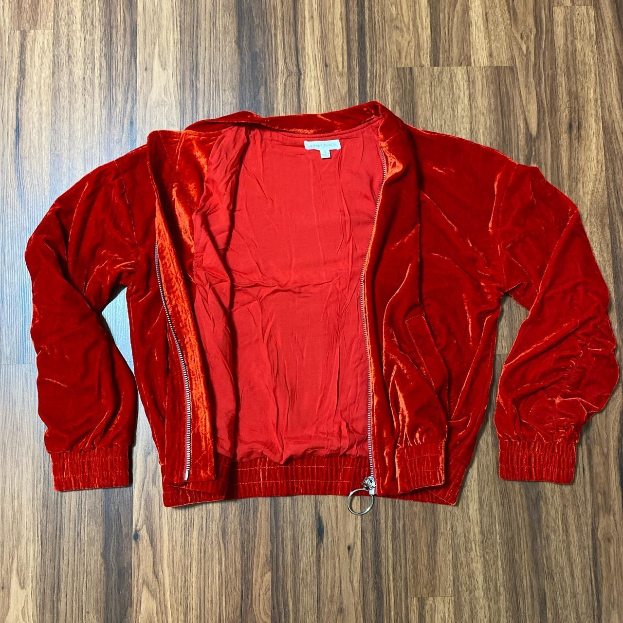 Honey Punch Women's Red and White Jacket Depop