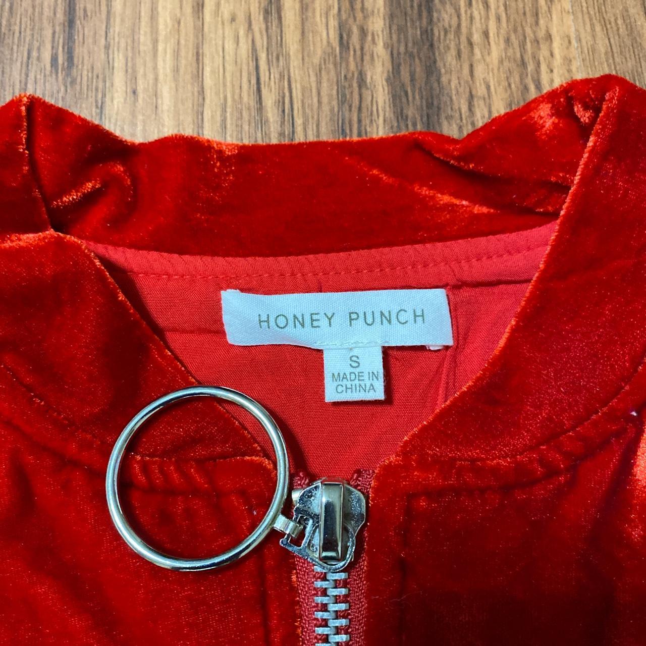 Honey Punch Women's Red and White Jacket Depop