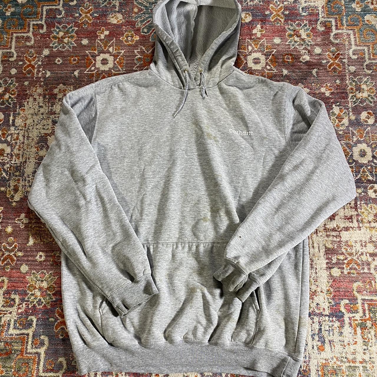 Vintage Carhartt Distressed Faded Grey hoodie Size... - Depop