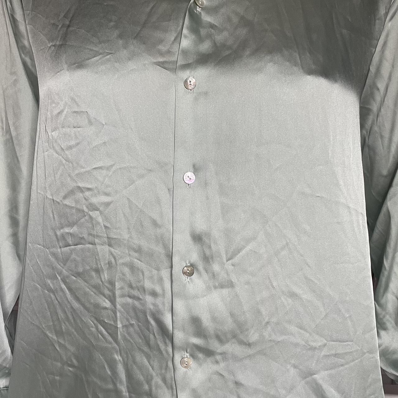 Mint green satin Zara shirt- size M- no signs of wear - Depop