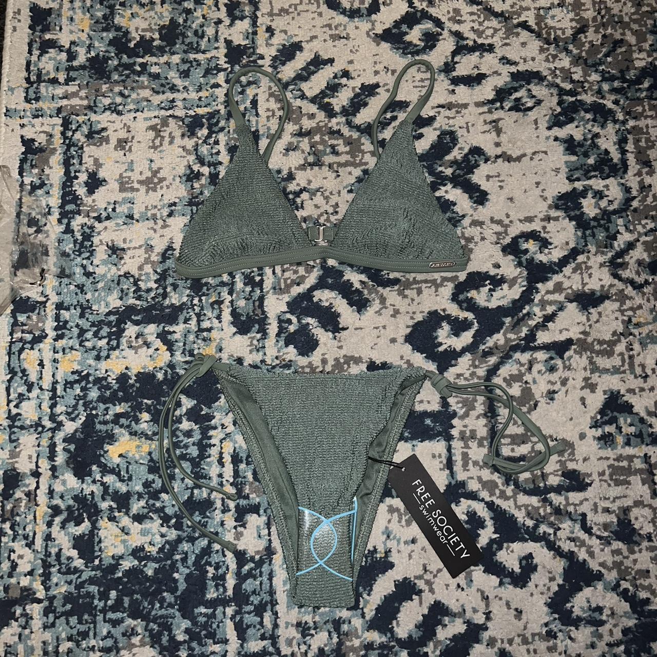 Women's Khaki and Green Bikinisandtankinisets Depop