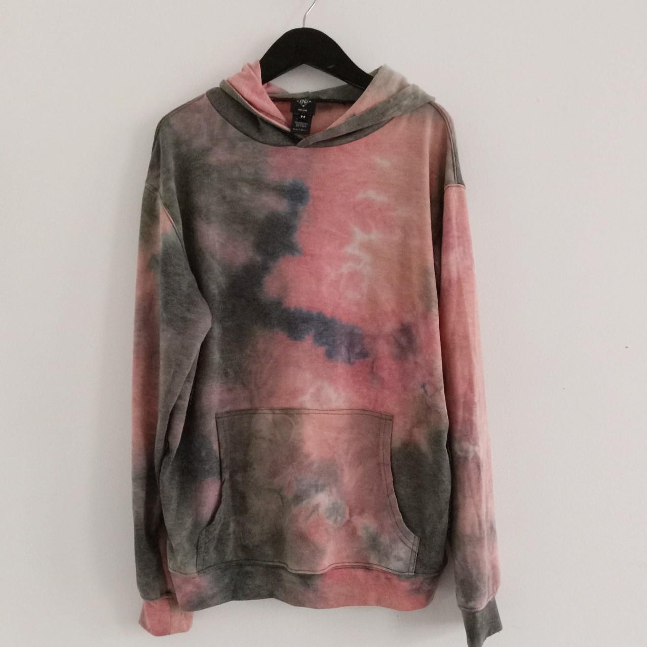 Pink and grey tie dye online hoodie