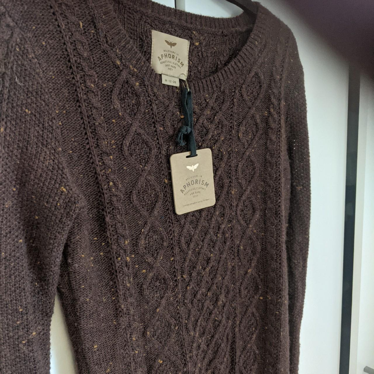 Aphorism fine cable knit brown winter jumper... - Depop