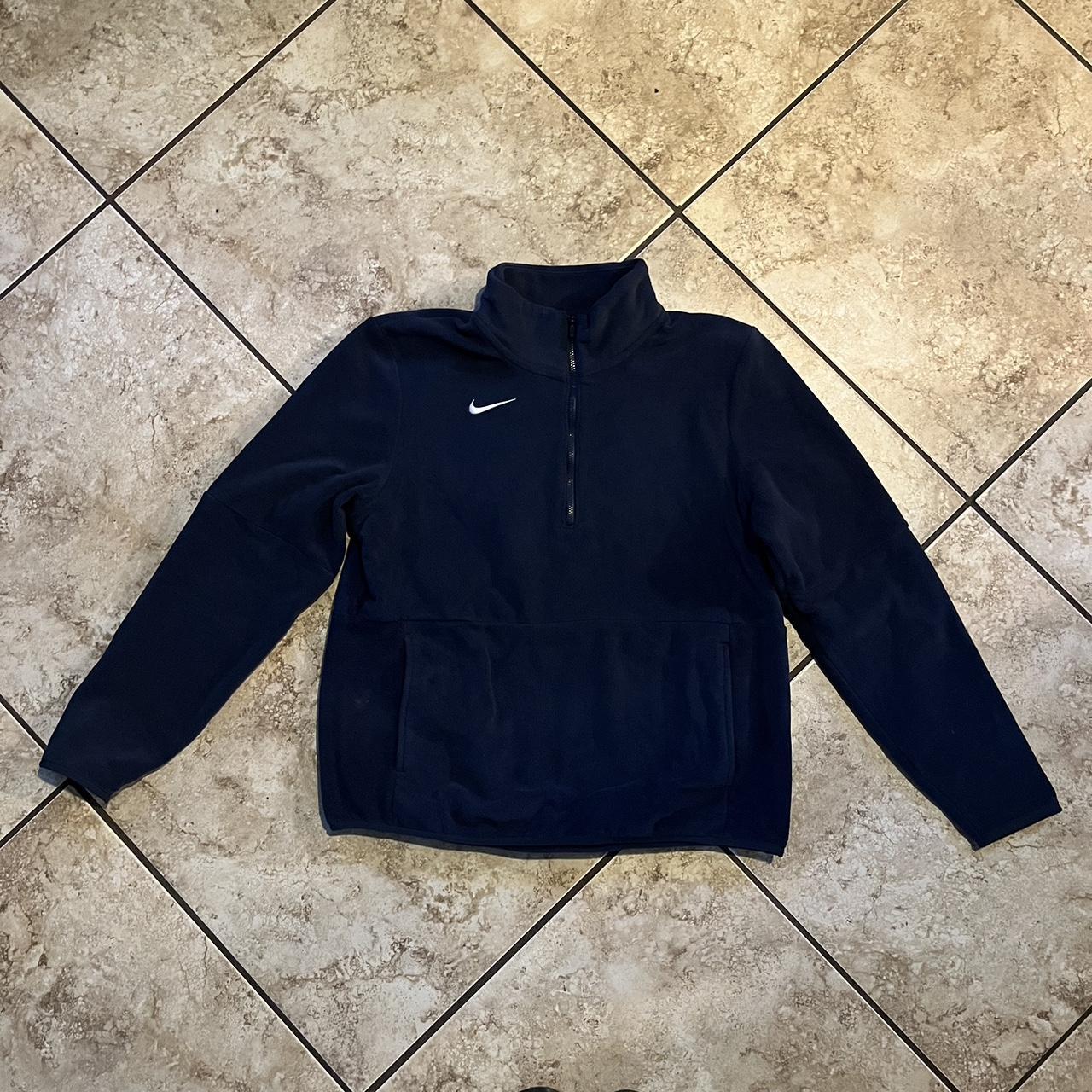 small navy blue nike quarter zip fleece... - Depop