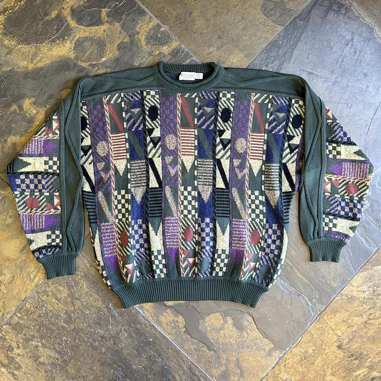 Vintage knit colorful pattern sweater Size M Hmu if | Depop