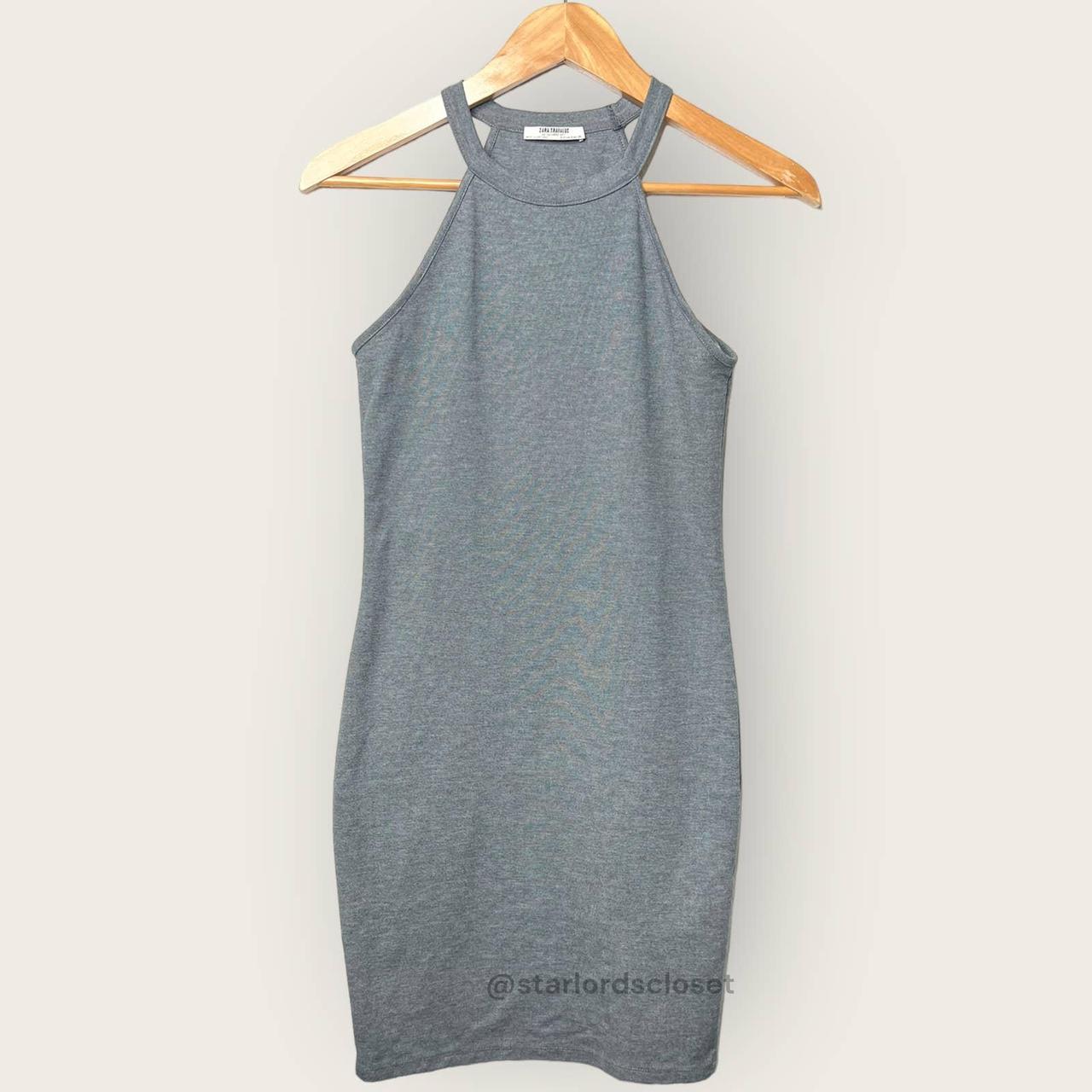 ZARA High Neck Bodycon Tank Dress, Medium, Grey